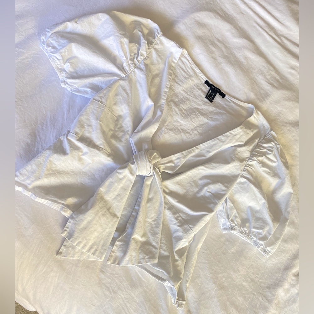 Puff Sleeve Front Tie Top